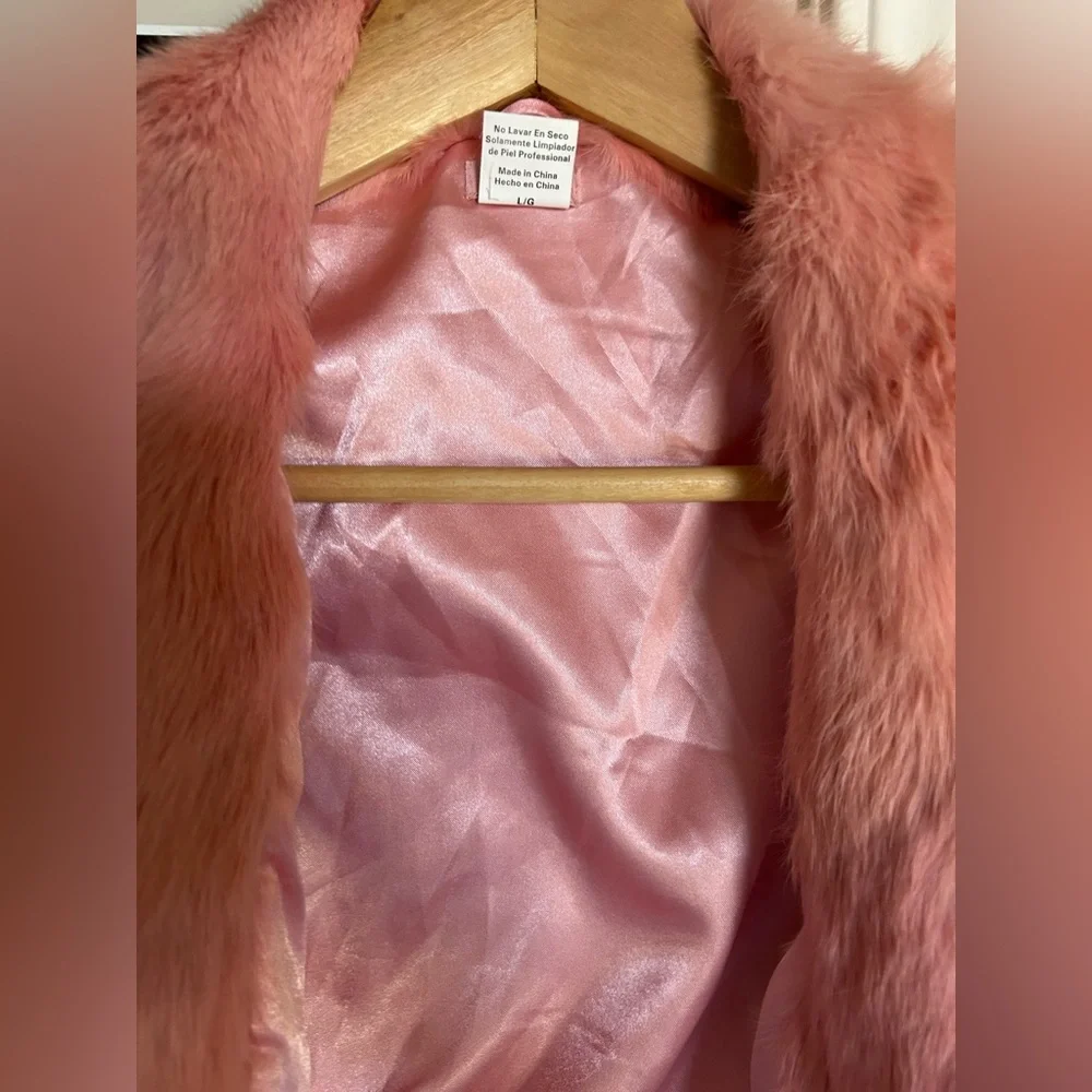 Pink Rabbit Fur Cropped Jacket - Picture 8 of 8